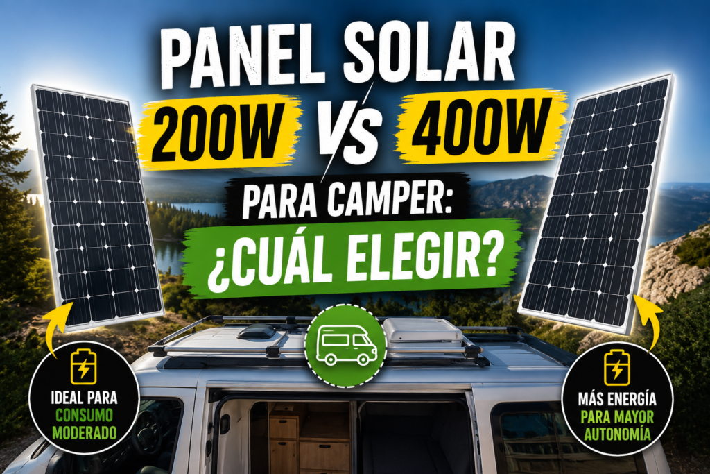 Panel solar de 200W vs 400W para camper: cuál elegir