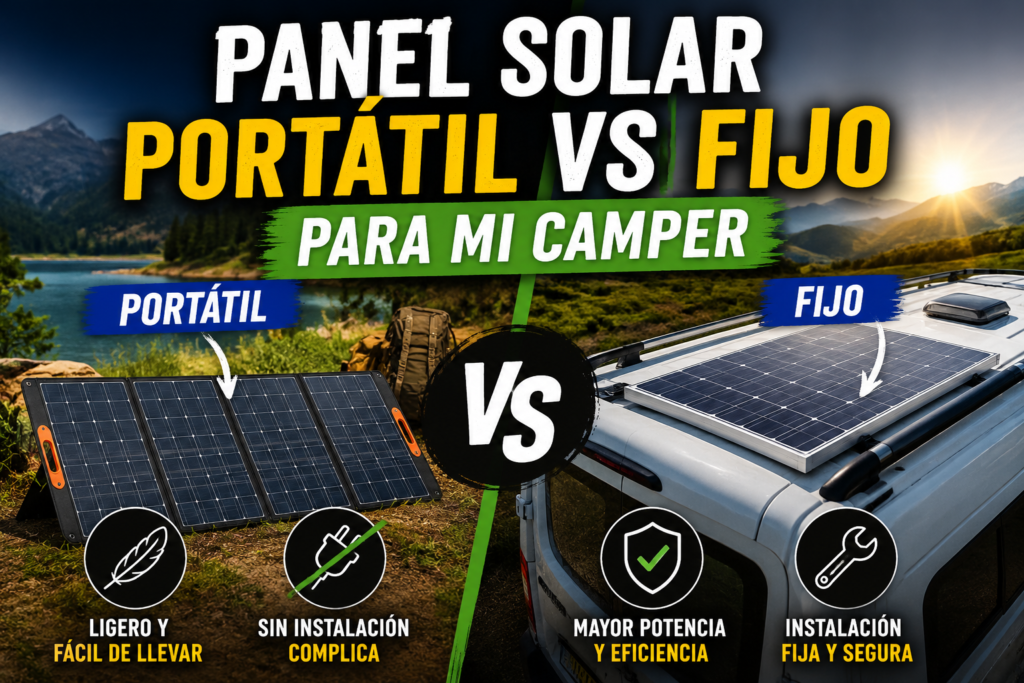 Panel solar portátil vs fijo para mi camper