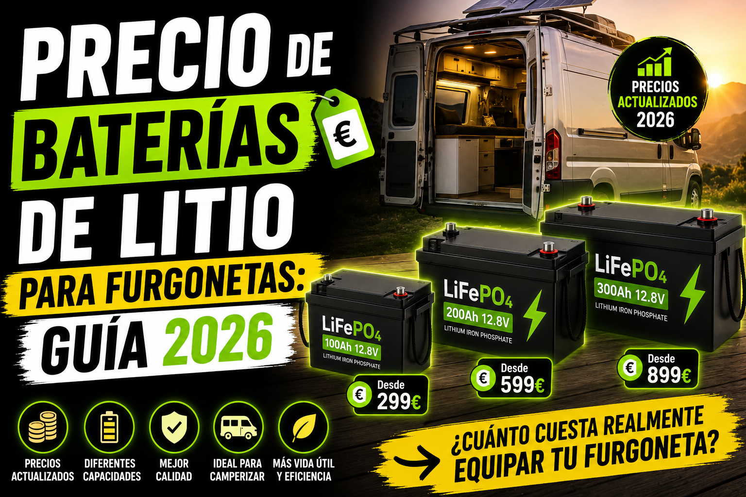 Precio de baterías de litio para furgonetas: guía 2026