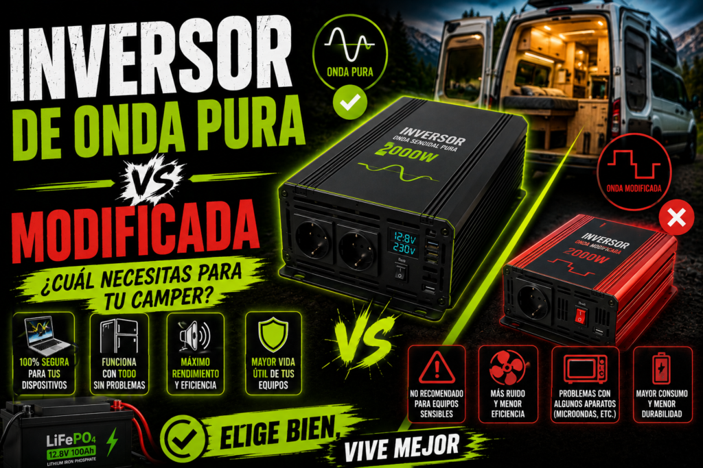 Inversor de onda pura vs modificada para camper