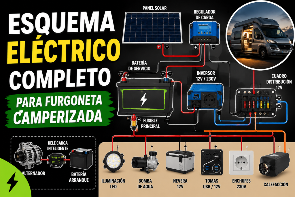 Esquema eléctrico completo para furgoneta camperizada