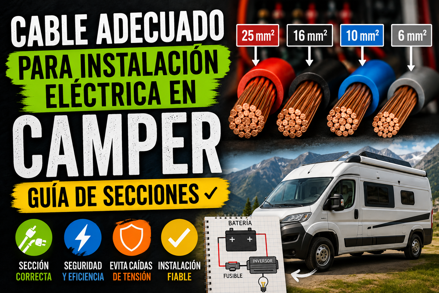 Cable adecuado para instalación eléctrica en camper: guía de secciones